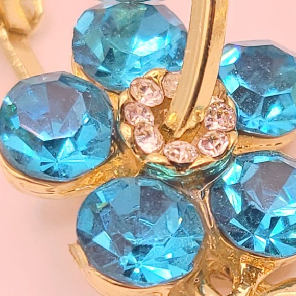 Brand New Exquisite Blue Opal Flower Earrings - Picture 5 of 7